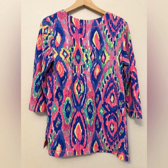 Lilly Pulitzer Justina Tunic Luminescent Print UPF 50+ Stretch Terry Large - Picture 2 of 7